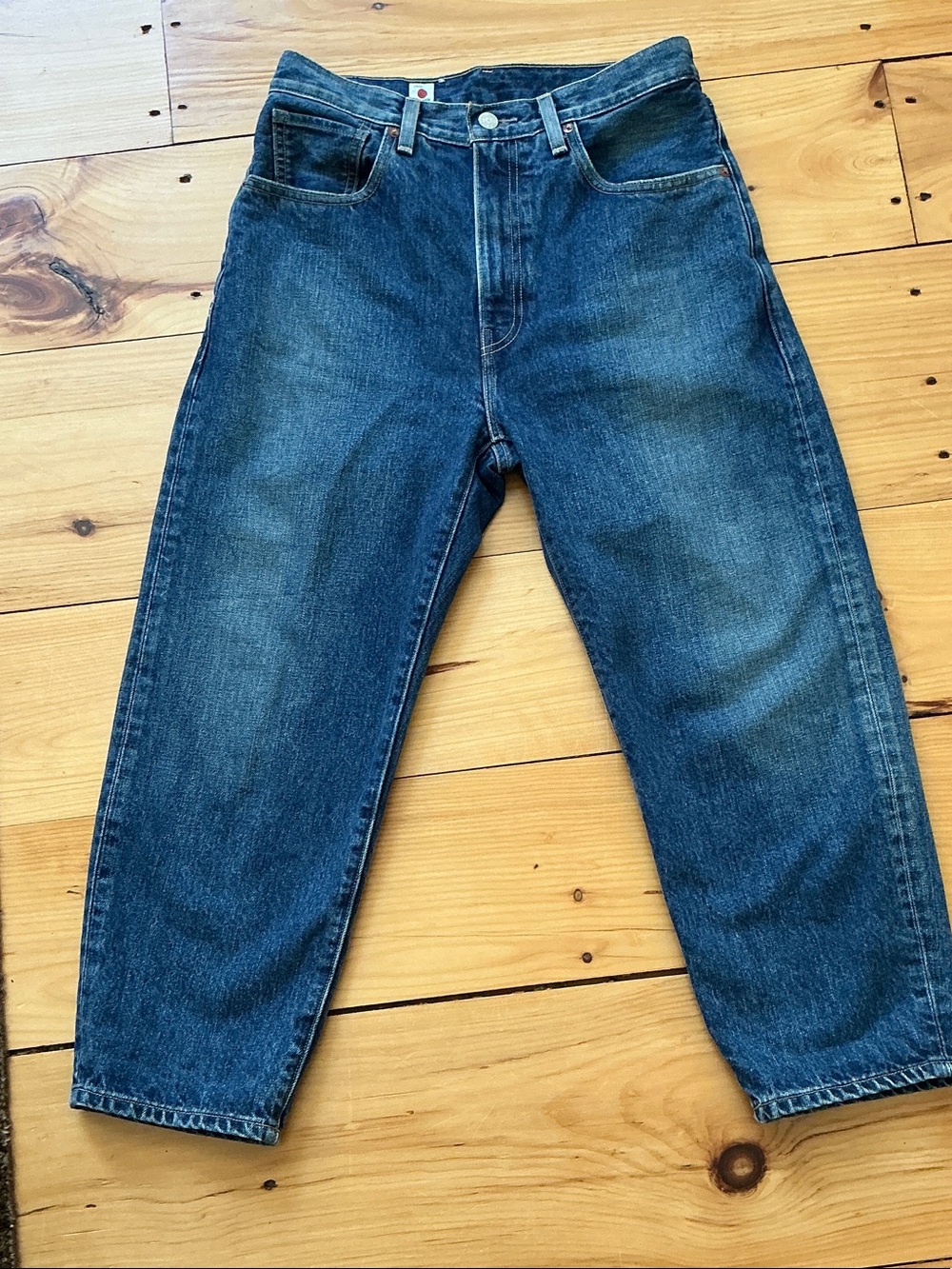 Levi's Made In Japan Barrel Jeans 26 Sengai Medium Indigo High Rise Cropped MIJ